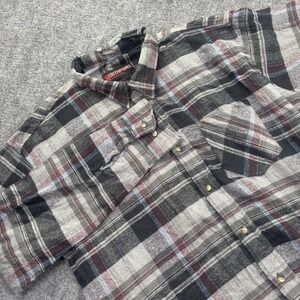 Northpoint Button Down‎ Shirt 2XL Gray Plaid Flannel Long Sleeve Men's